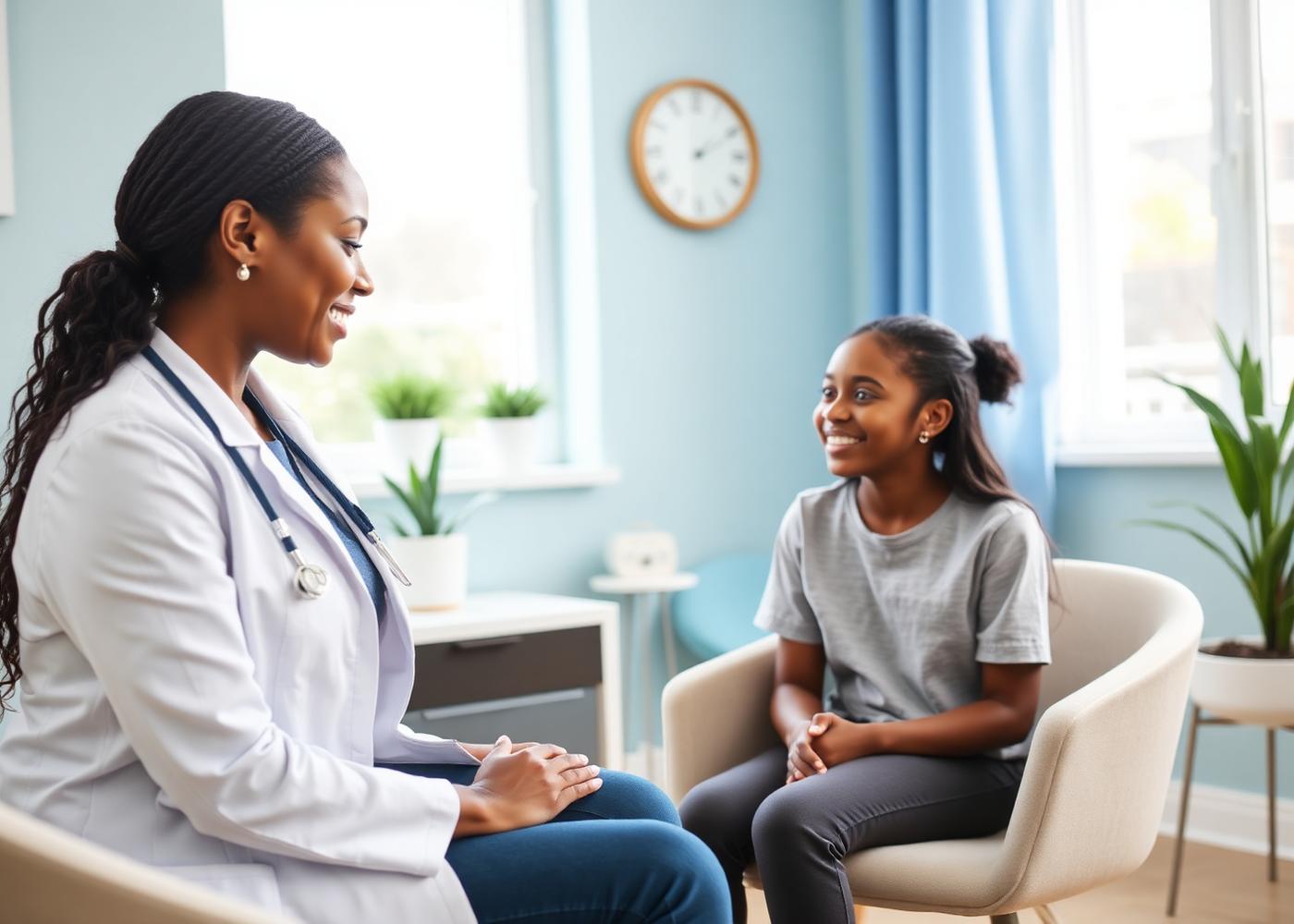 Compassionate therapist listening to a young client