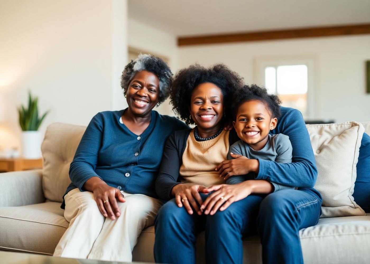 Multigenerational family sharing a warm moment together at home